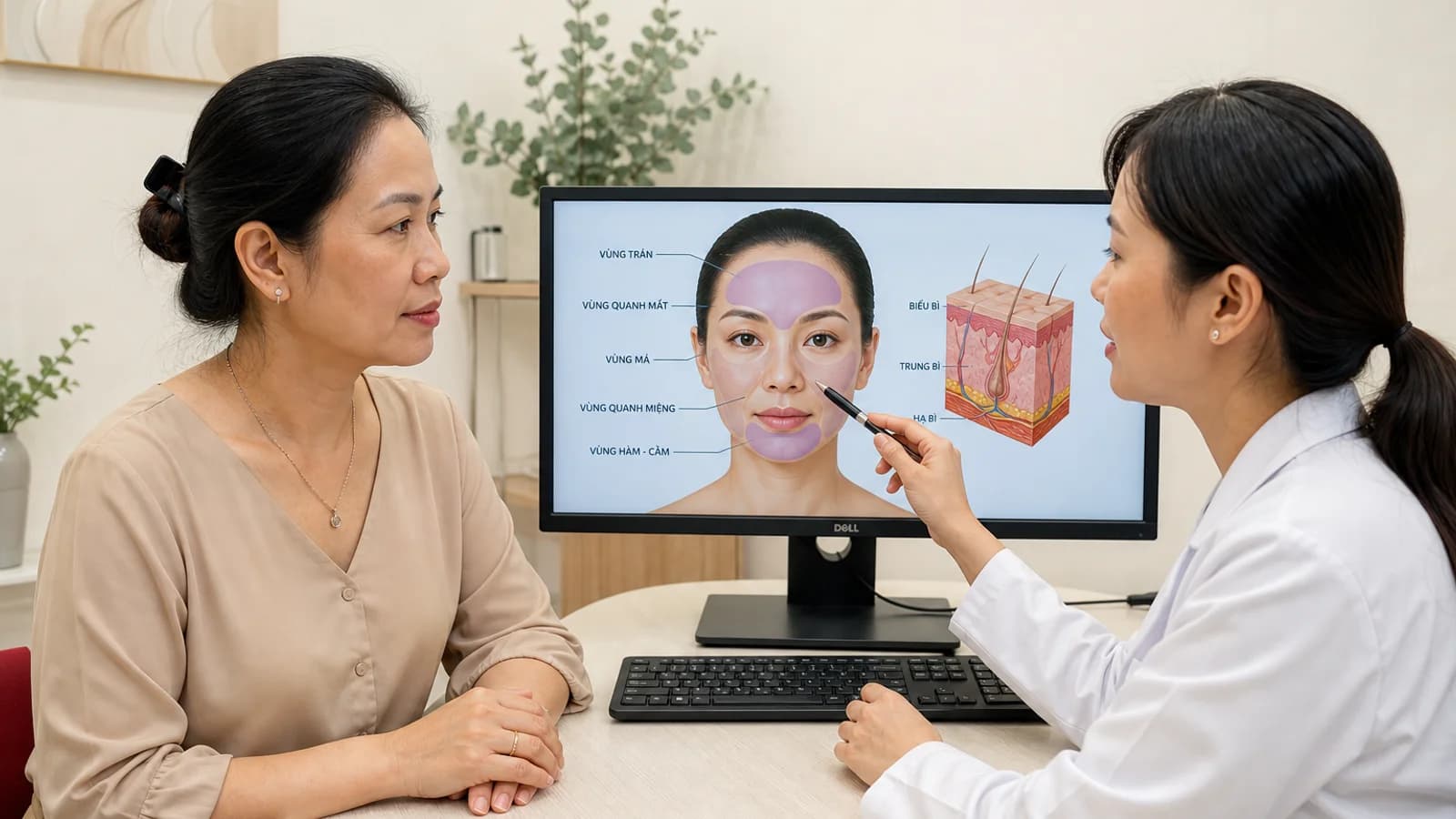 Bản đồ da/khuôn mặt trong buổi tư vấn tại phòng khám Avo Medical.