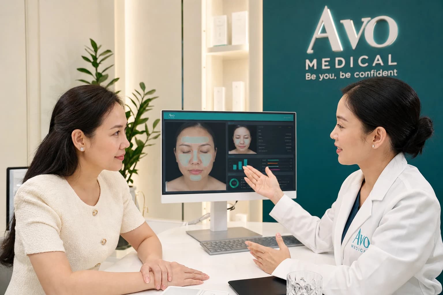 Buổi tư vấn đánh giá da tại phòng khám Avo Medical.