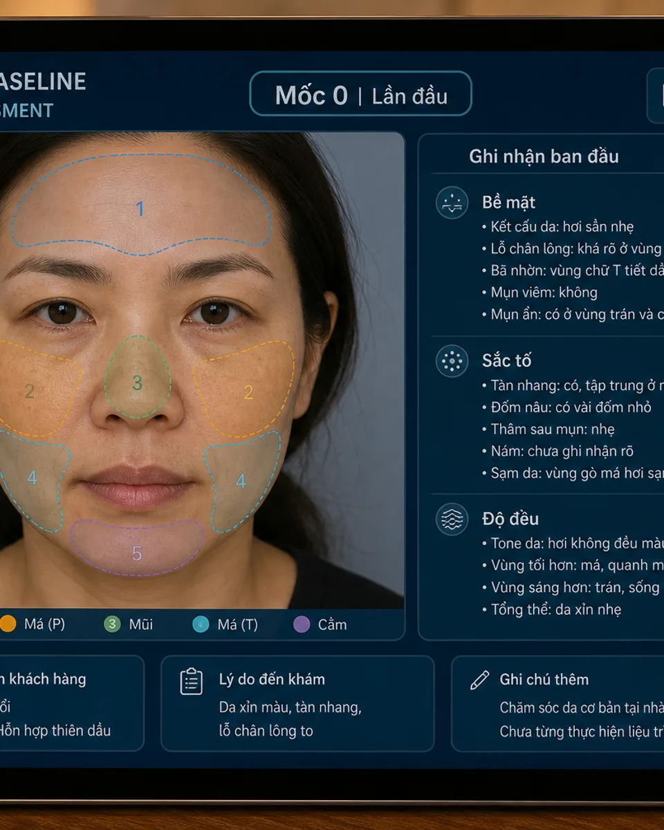Mốc ban đầu trong quy trình theo dõi da tại phòng khám Avo Medical.