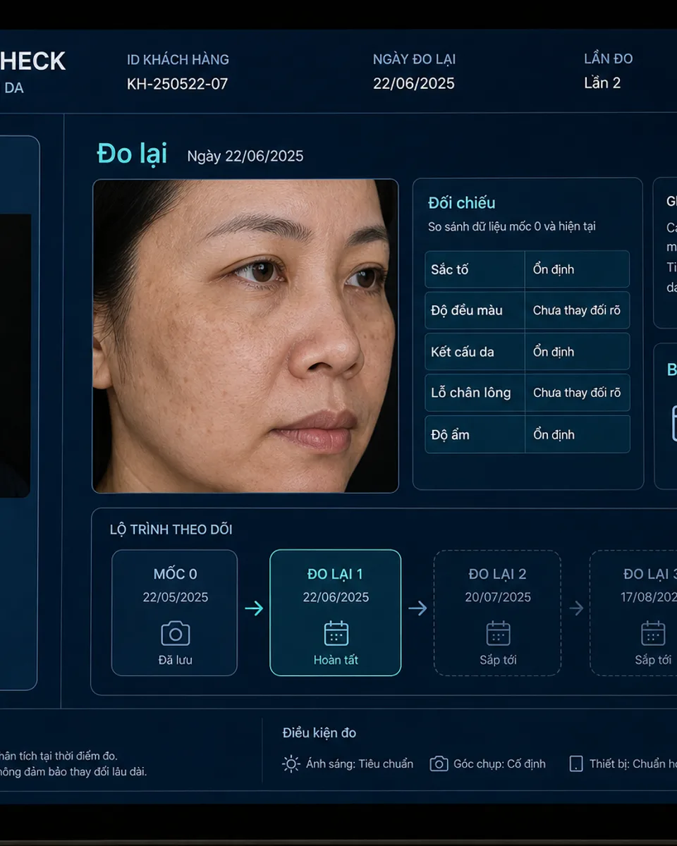Mốc đo lại trong quy trình theo dõi da tại phòng khám Avo Medical.