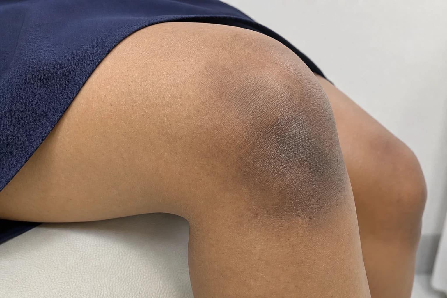 Ảnh khách hàng thực tế trước xử lý — Đầu gối thâm do quỳ, ma sát và khô da