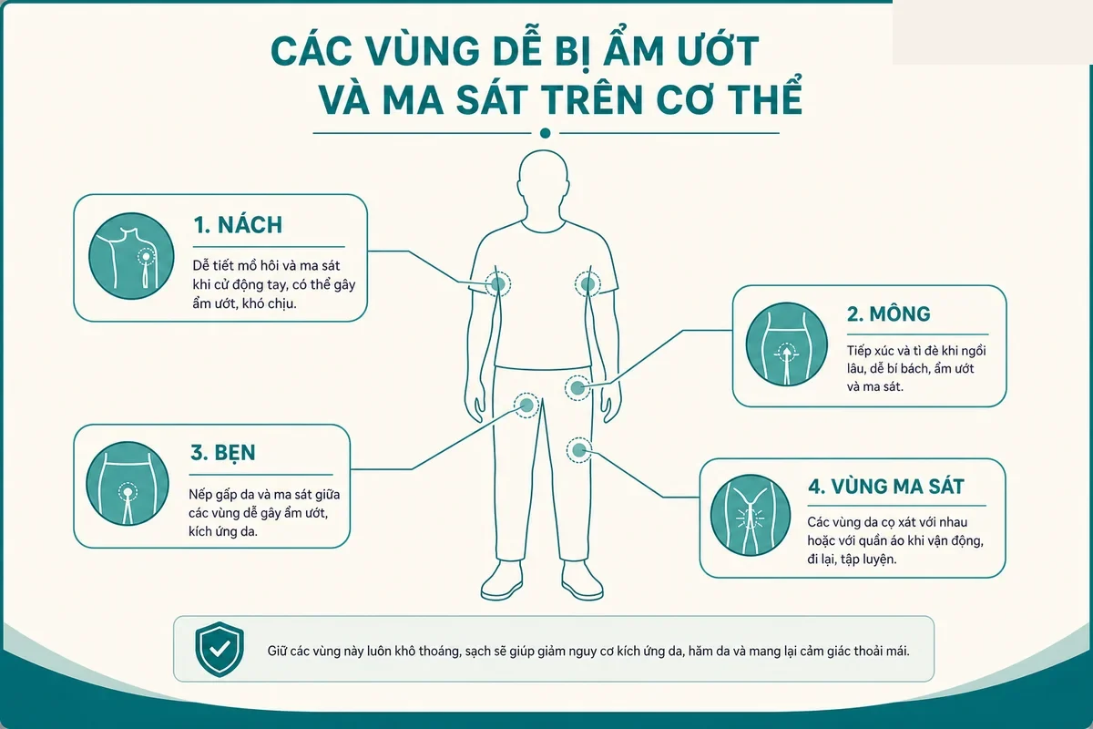 Sơ đồ vùng thường được tư vấn trên cơ thể