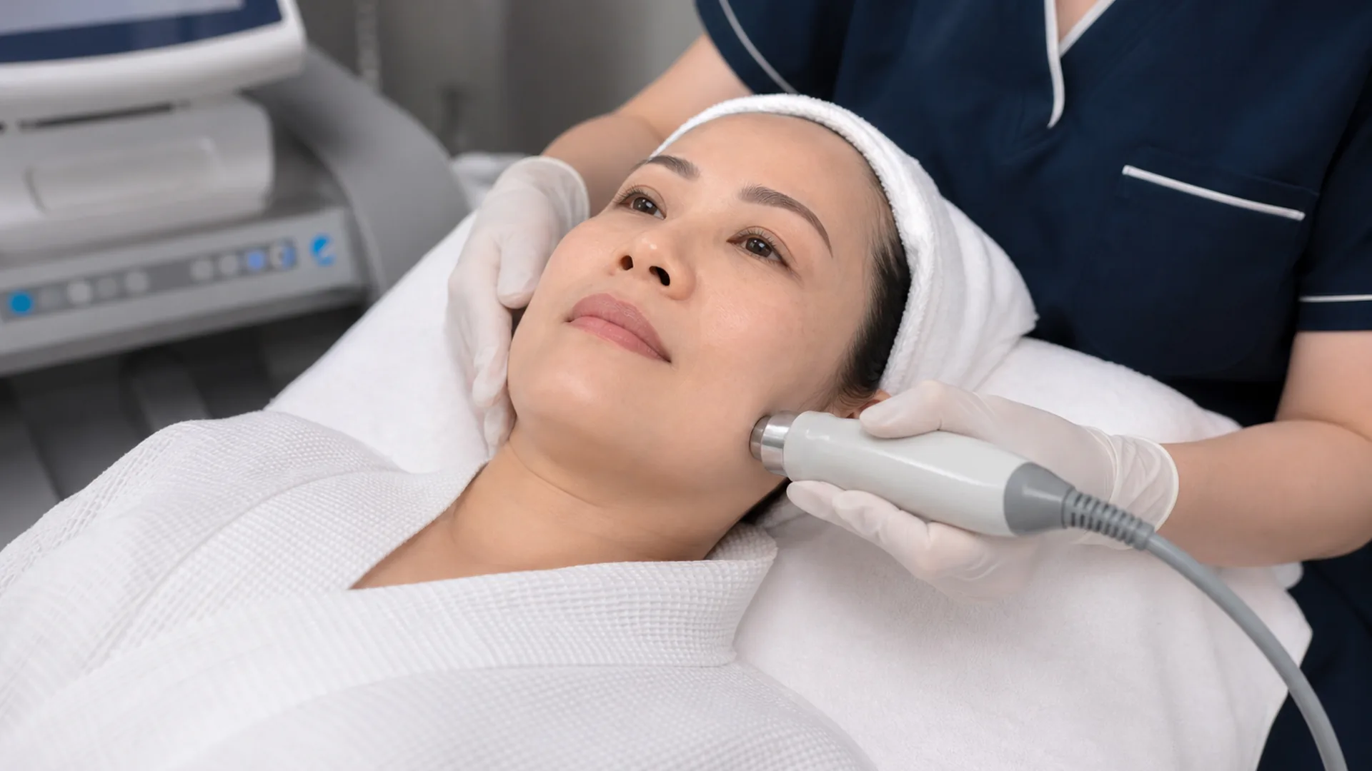 Điều trị RF vùng hàm dưới trong phòng điều trị chuyên nghiệp